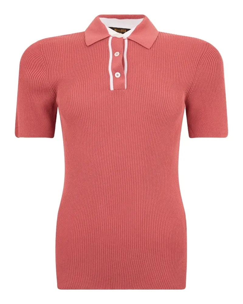 MOORER ribbed-knit short-sleeve polo shirt - Rosa Rosa