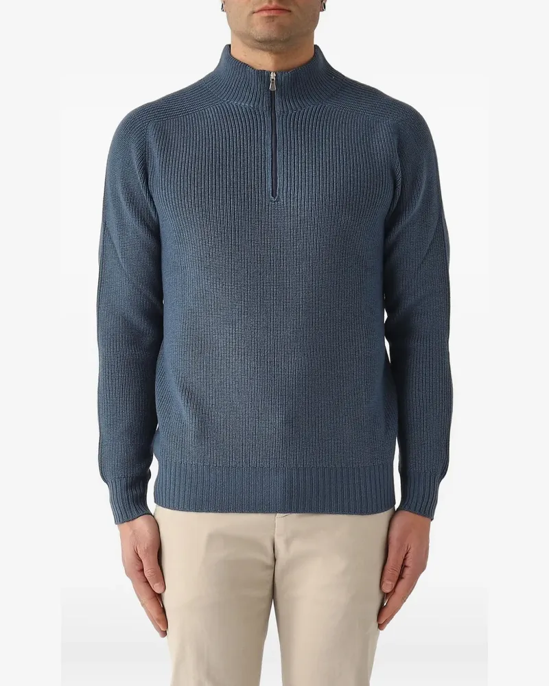Gran Sasso Gerippter Pullover mit Reißverschluss - Blau Blau