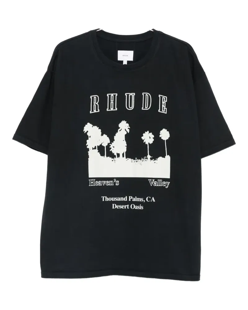 RHUDE T-Shirt mit grafischem Print - Schwarz Schwarz