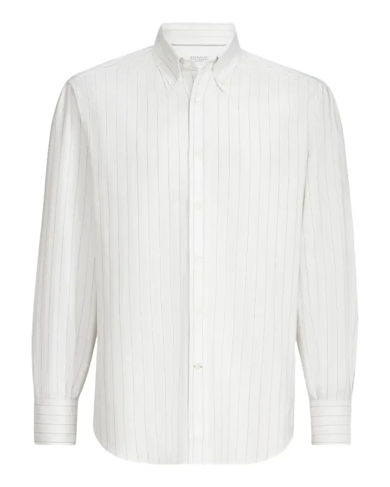 Brunello Cucinelli Gestreiftes Hemd - Weiß Weiß