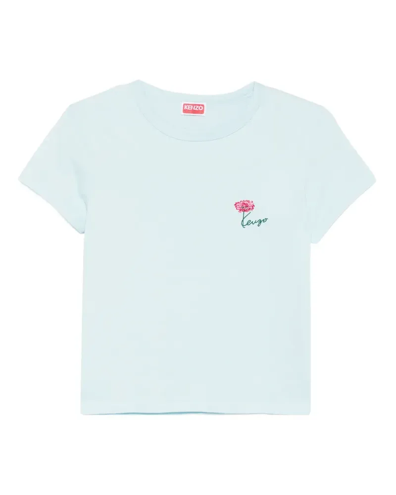 Kenzo flower-embroidered T-shirt - Blau Blau