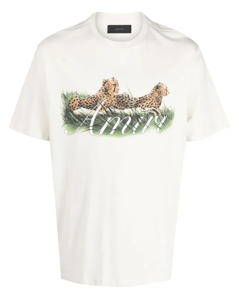 Amiri T-Shirt mit Geparden-Print - Weiß Weiß