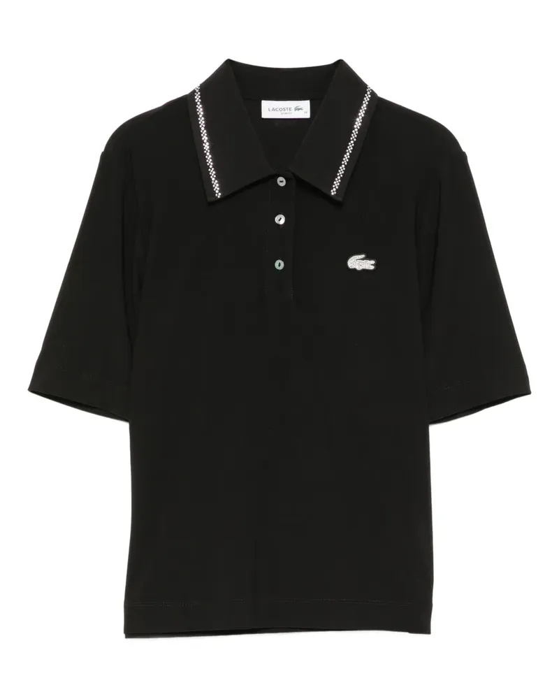 Lacoste Poloshirt mit kristallverziertem Logo - Schwarz Schwarz