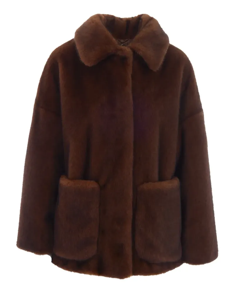 Herno faux-fur patch-pocket coat - Braun Braun