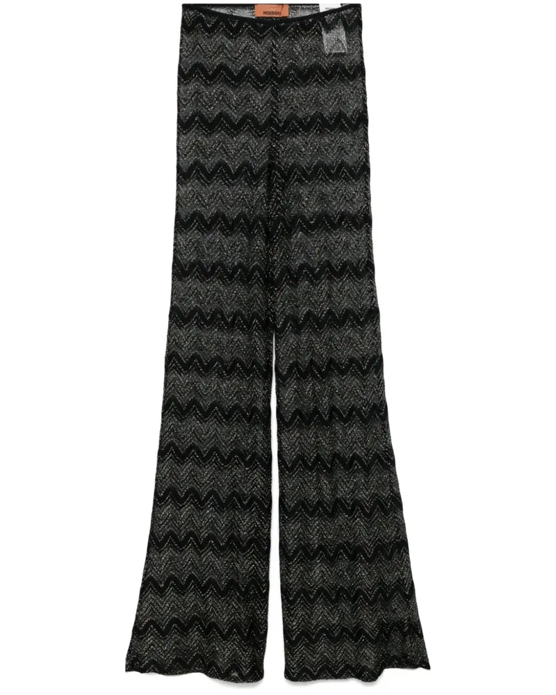 Missoni Ausgestellte Hose mit Häkelmuster - Schwarz Schwarz