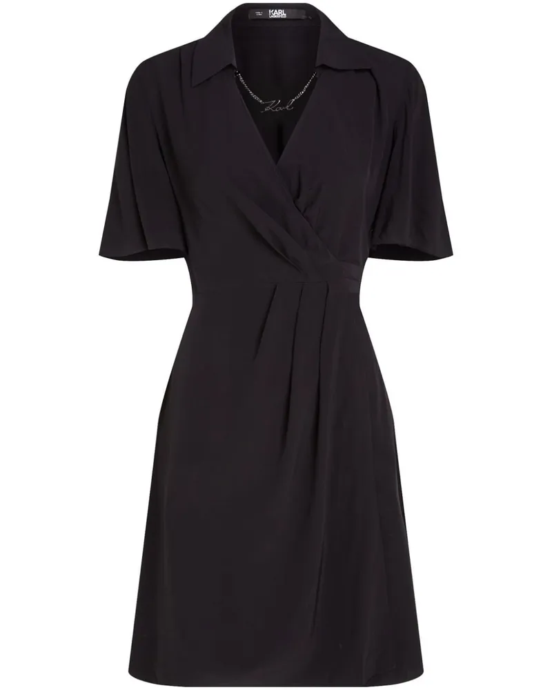 Karl Lagerfeld Signature Wickelkleid - Schwarz Schwarz