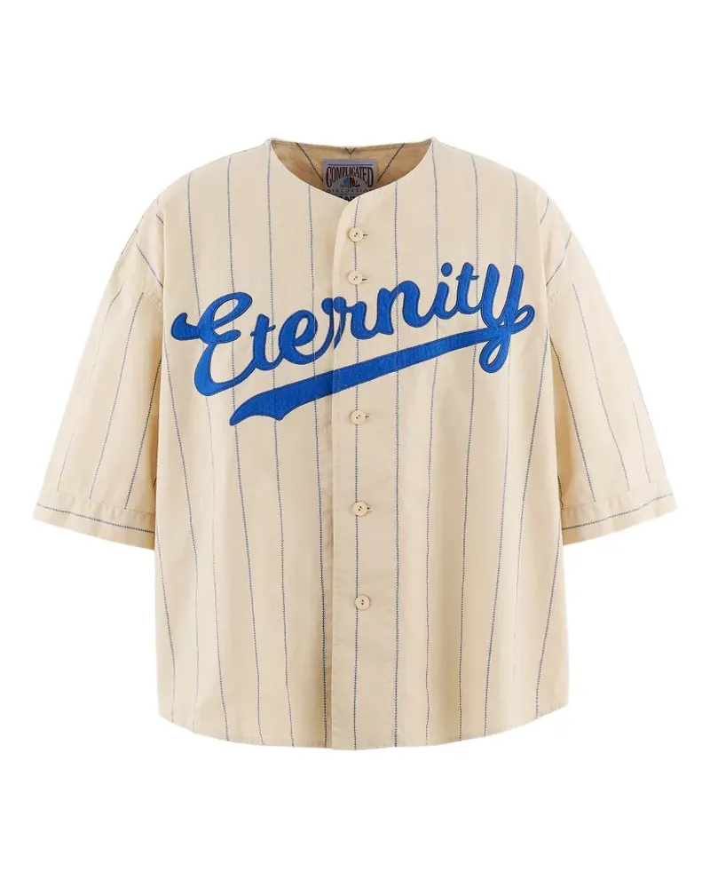SAINT MXXXXXX pinstripe-pattern baseball shirt - Nude Nude