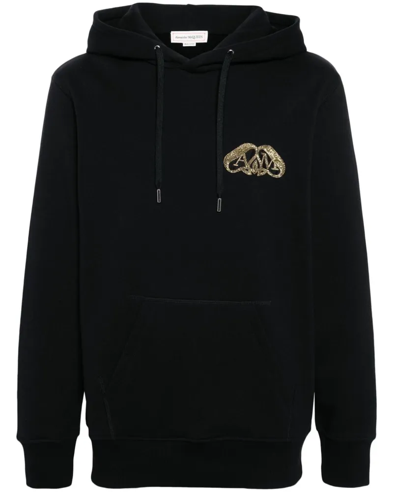 Alexander McQueen Half Seal Logo Hoodie aus Baumwolle Schwarz