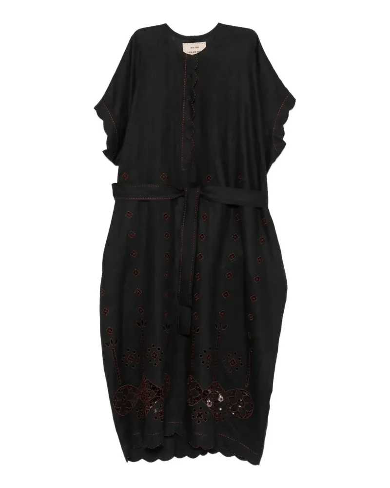 VITA KIN Sweet Jane embroidered midi dress - Schwarz Schwarz