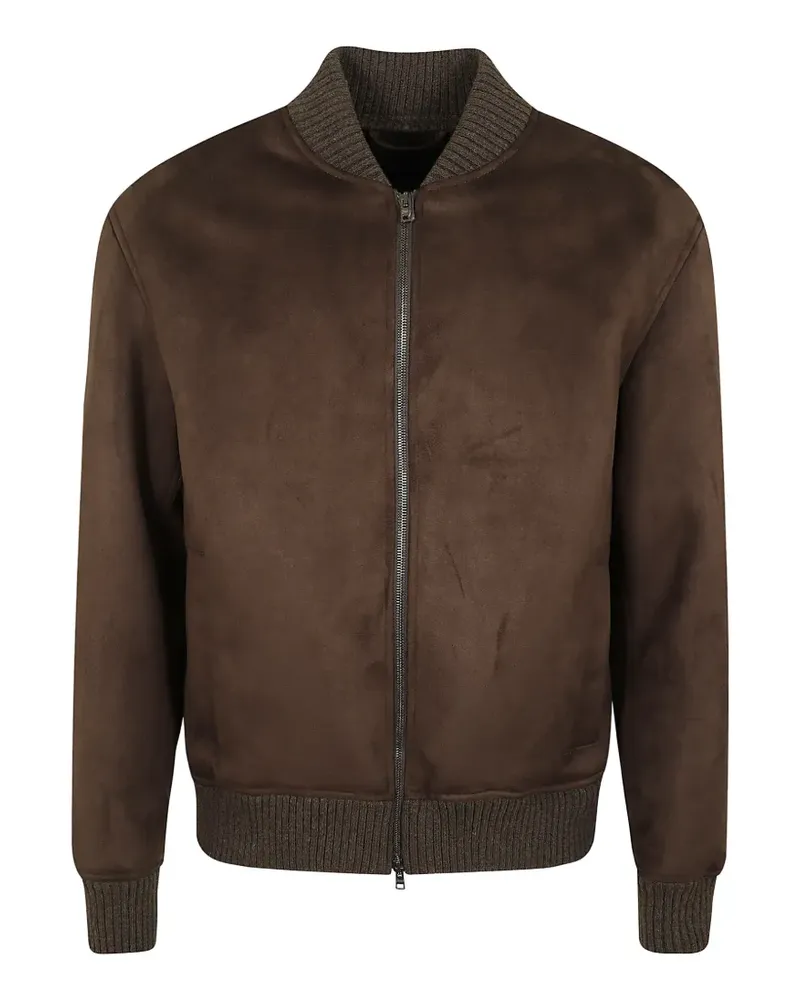 Herno ribbed-trim bomber jacket - Braun Braun