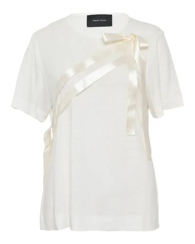 Simone Rocha T-Shirt mit Schleife - Weiß Weiß