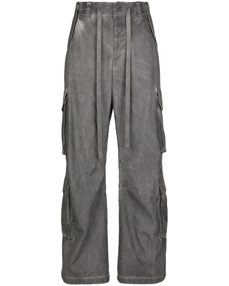 Dolce & Gabbana Acid-Wash-Cargohose mit weitem Bein - Schwarz Schwarz