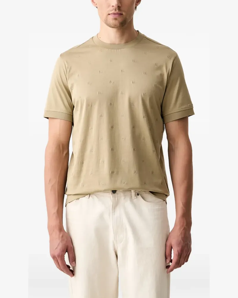 Karl Lagerfeld monogram-embossed logo-patch T-shirt - Nude Nude