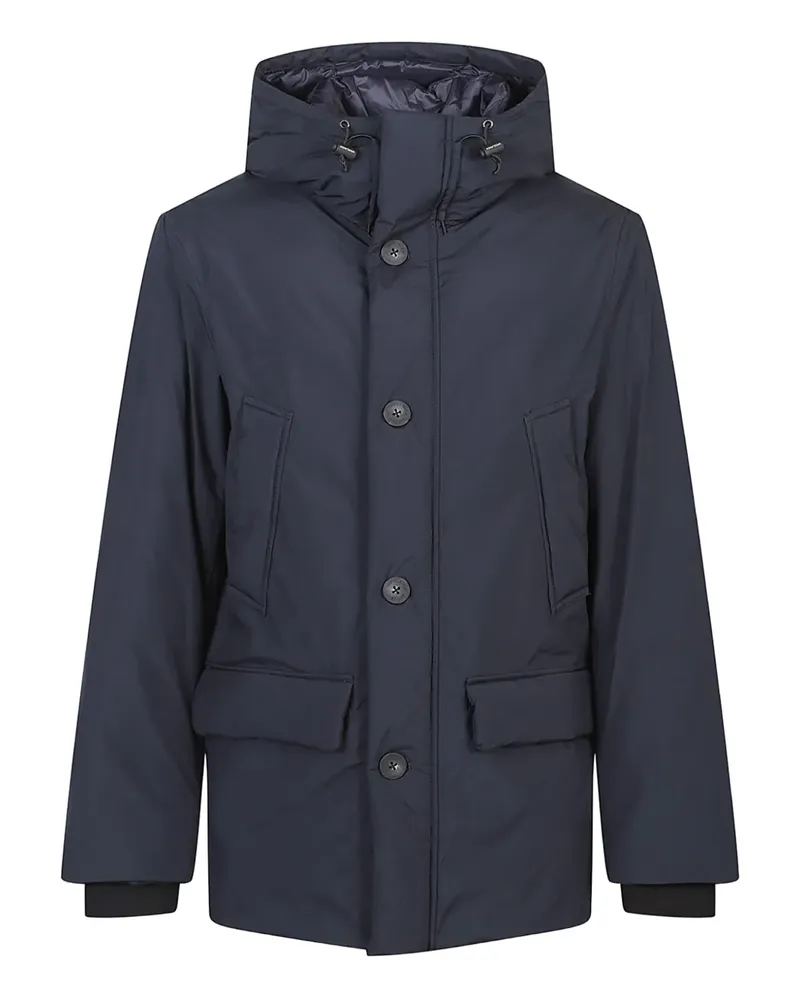 Woolrich Kapuzenmantel mit Knopfverschluss - Blau Blau