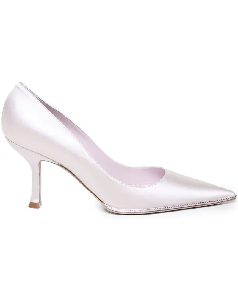 René Caovilla Pumps aus Satin 50mm - Weiß Weiß