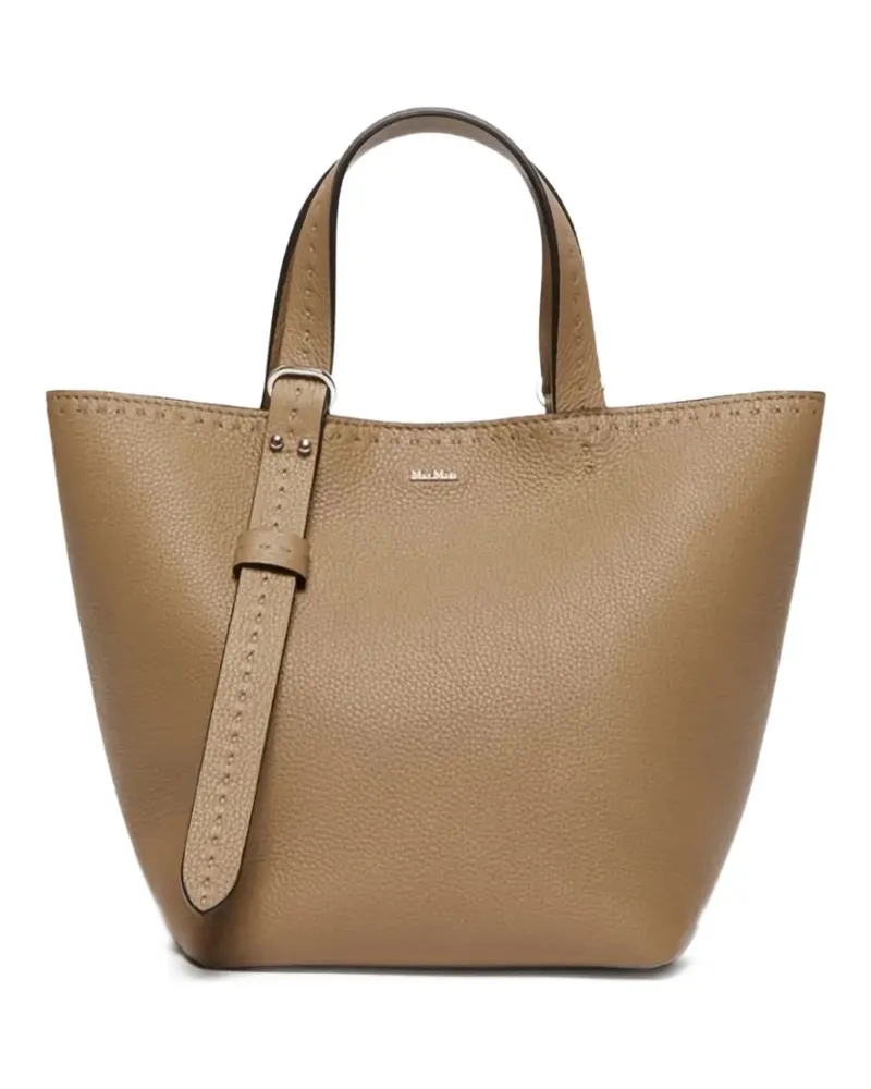Max Mara Beuteltasche mit Ziernähten-Handtasche - Braun Braun