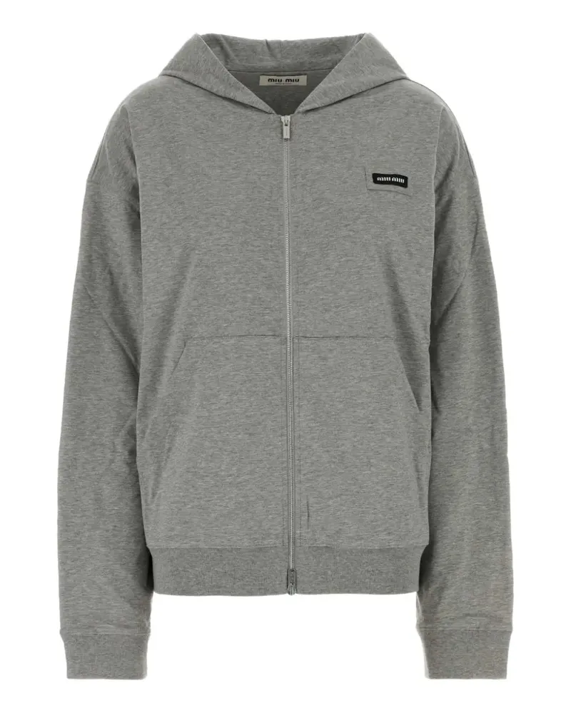 Miu Miu logo-patch zip-up hoodie - Grau Grau