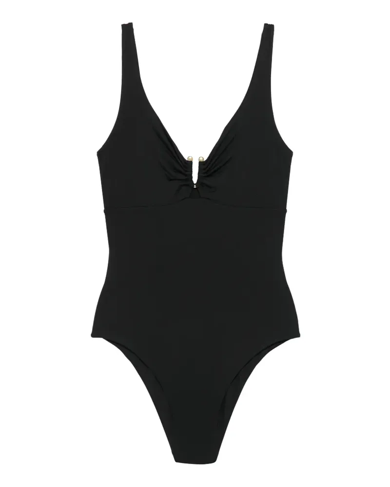 FISICO-Cristina Ferrari gathered-detail swimsuit - Schwarz Schwarz