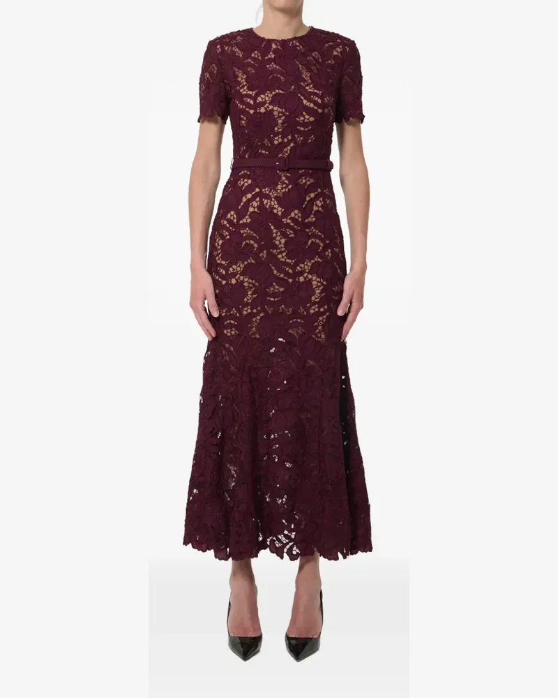 Self-Portrait belted midi dress - Rot Rot