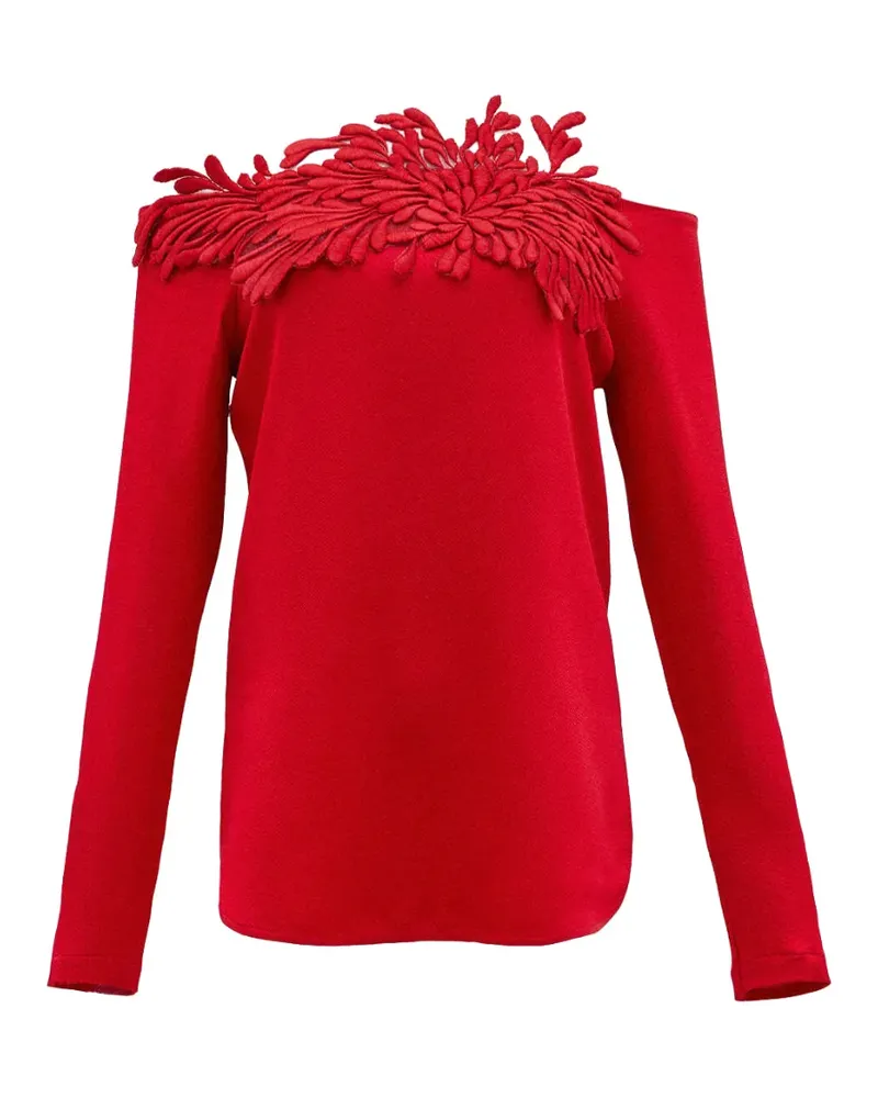 Silvia Tcherassi Bluse mit Blumenapplikation - Rot Rot