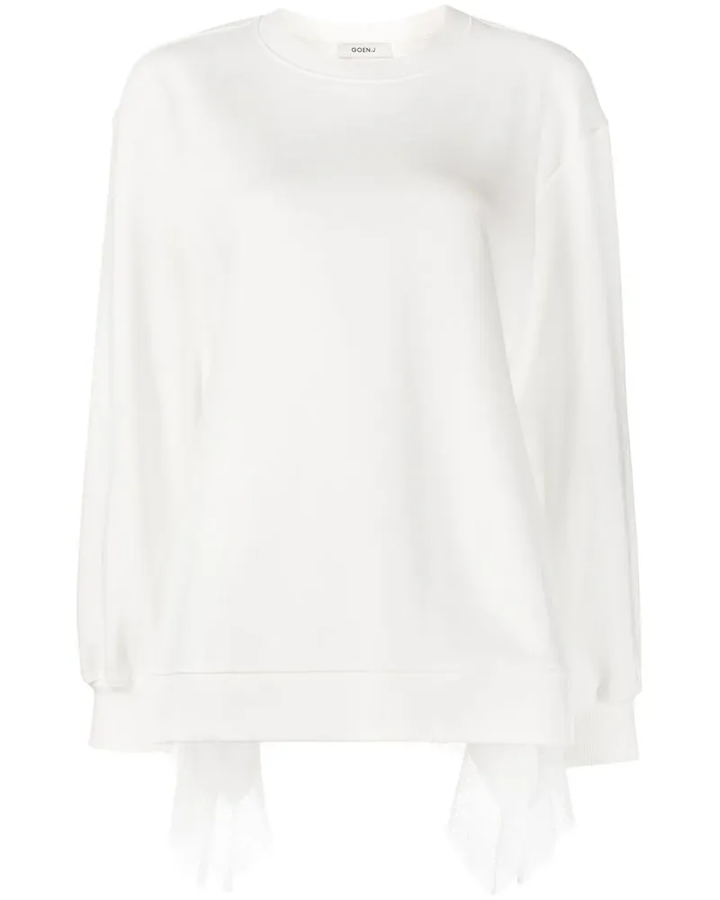 GOEN.J Sweatshirt mit Spitzeneinsatz - Weiß Weiß