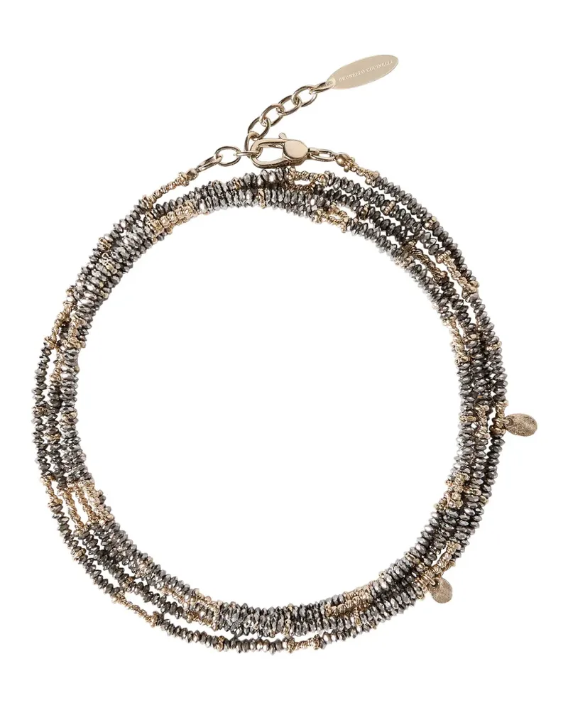 Brunello Cucinelli Armband aus Sterlingsilber mit braunem Hämatit Braun