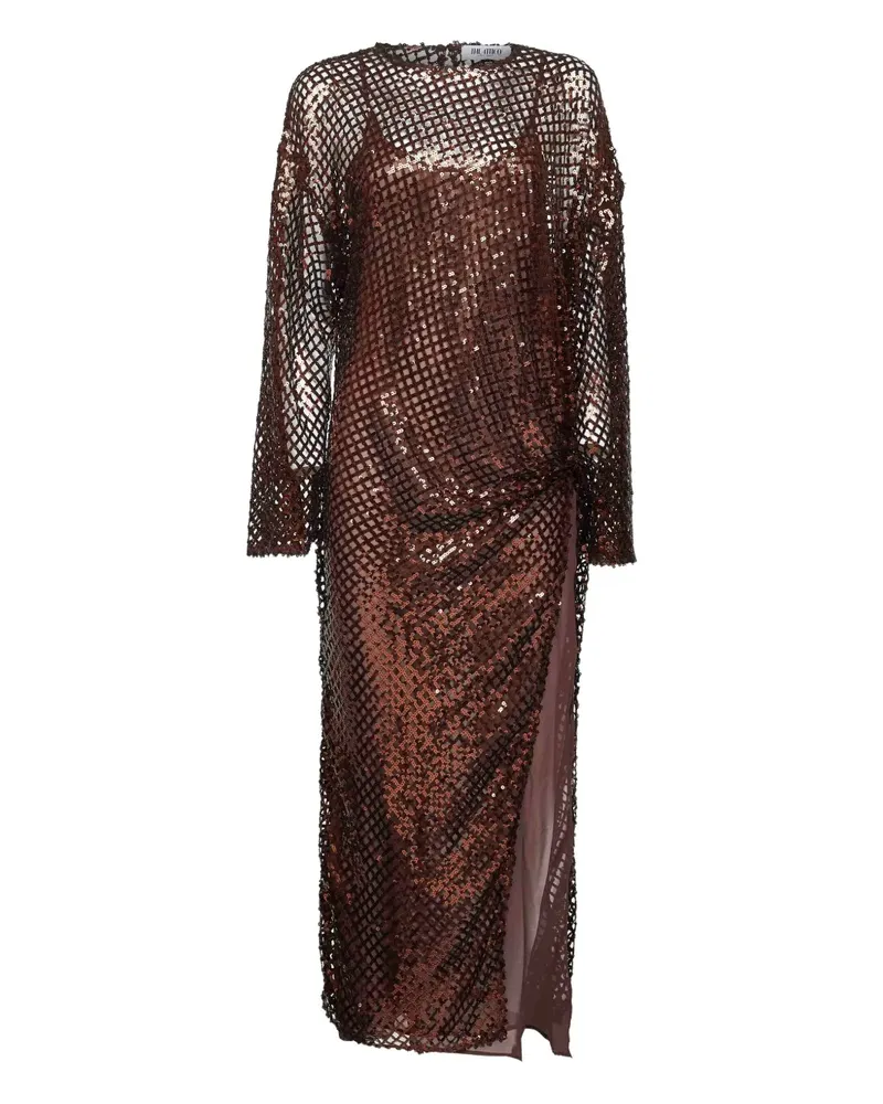ATTICO Gerafftes Maxikleid mit Pailletten - Braun Braun