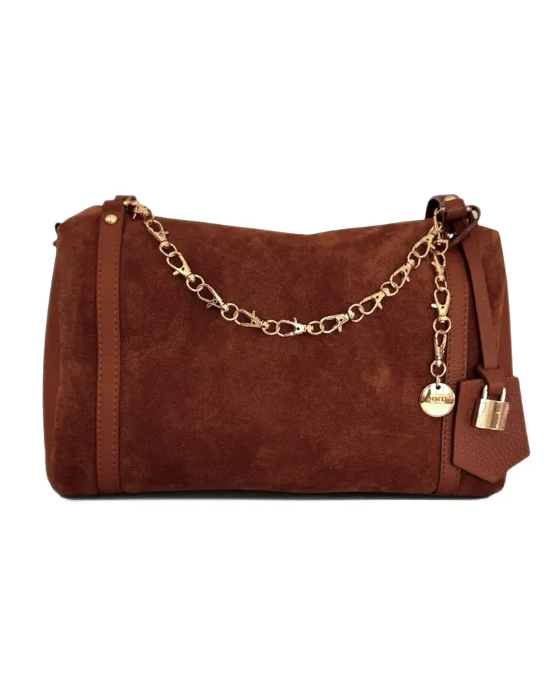 Moma Eva suede panelled chain-link tote bag - Braun Braun