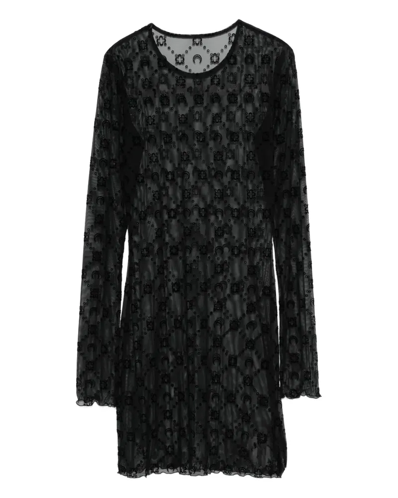 Marine Serre Mesh-Kleid mit Mondverzierung - Schwarz Schwarz