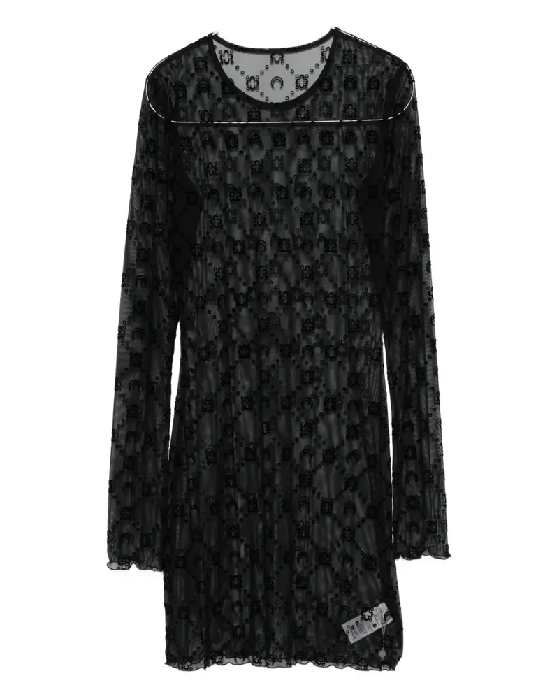 Marine Serre Mesh-Kleid mit Mondverzierung - Schwarz Schwarz
