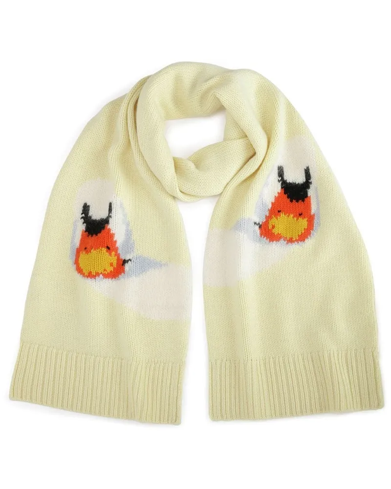 J.W.Anderson Gestrickter Schal mit Schwänen - Gelb Gelb