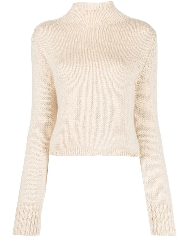 forte_forte Grob gestrickter Cropped-Pullover Nude