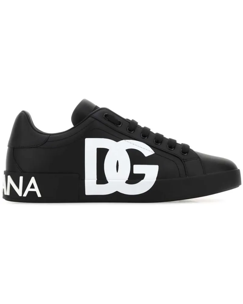 Dolce & Gabbana Portofino Sneakers mit Logo-Print - Schwarz Schwarz
