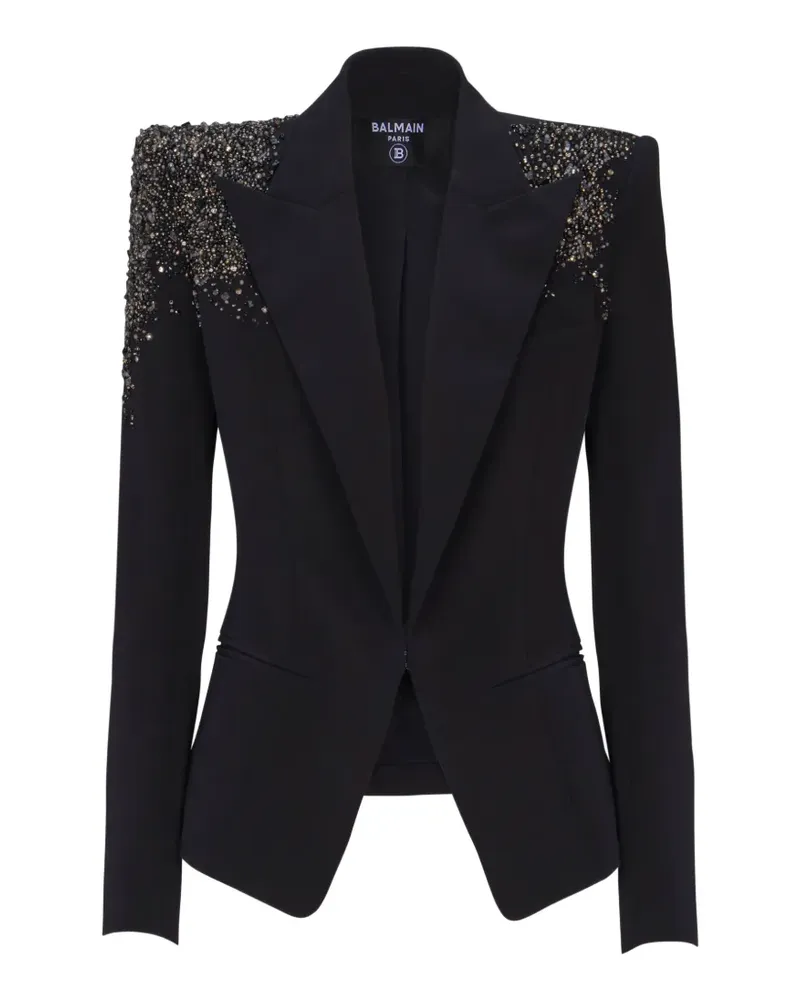 Balmain Kreppjacke mit Amethyst-Stickerei - Schwarz Schwarz