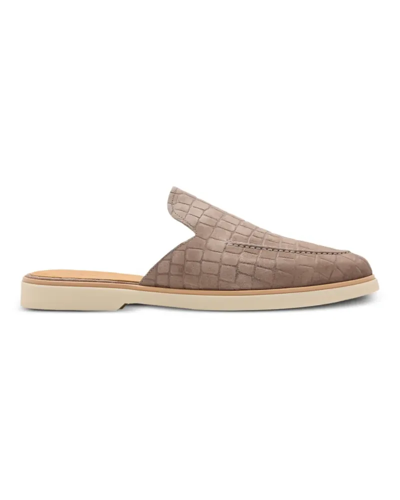 Magnanni Mules mit Kroko-Effekt - Braun Braun