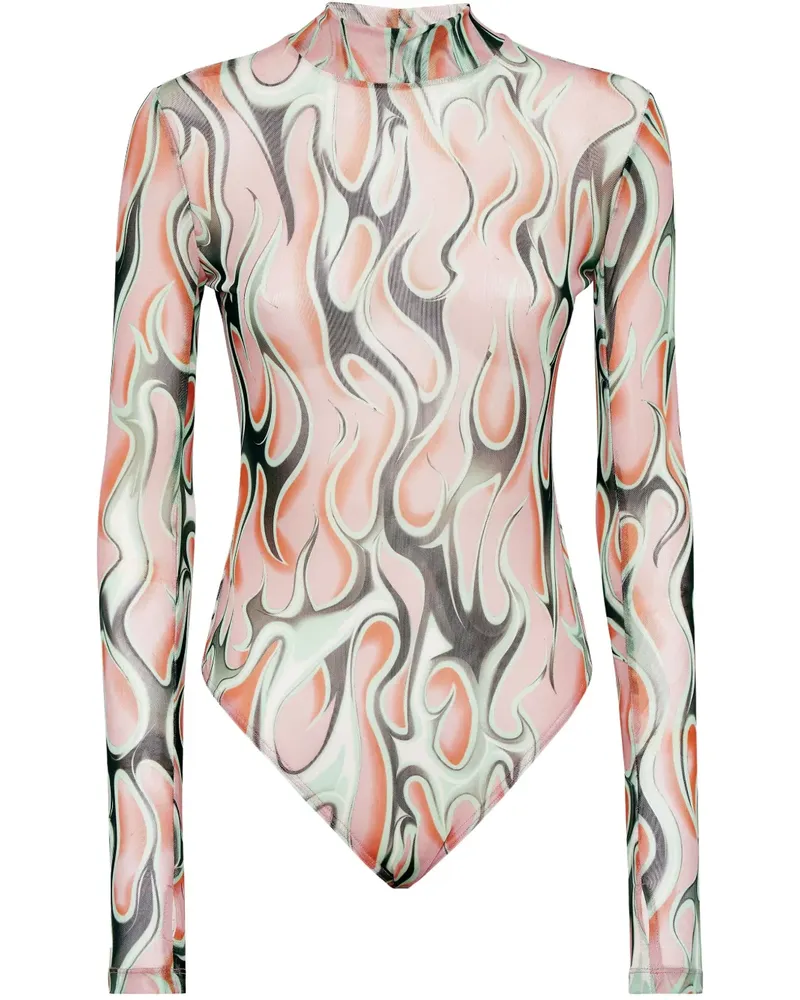 Philipp Plein Flame Body aus Tüll - Nude Nude