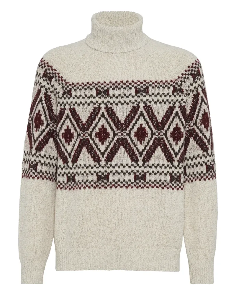 Brunello Cucinelli Rollkragenpullover aus Jacquard - Nude Nude