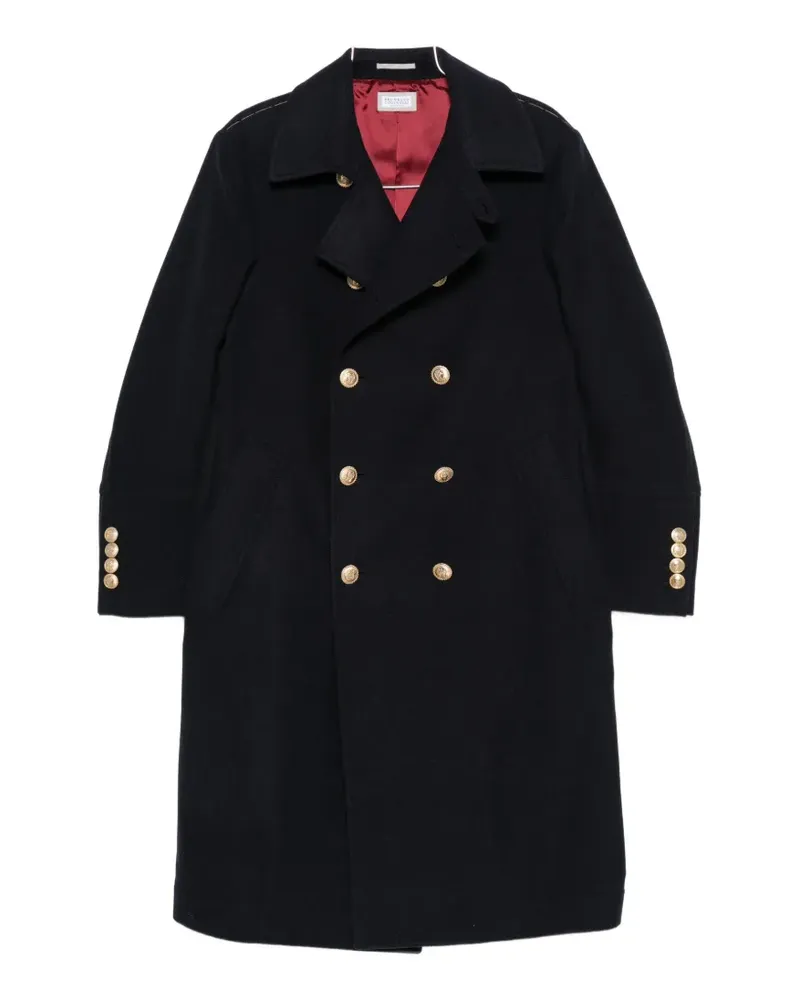 Brunello Cucinelli double-breasted crest-button coat - Blau Blau
