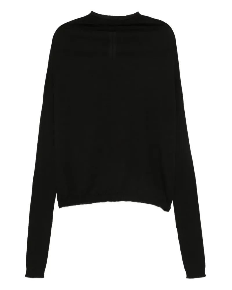 Rick Owens Langarmshirt mit Rundhalsausschnitt - Schwarz Schwarz