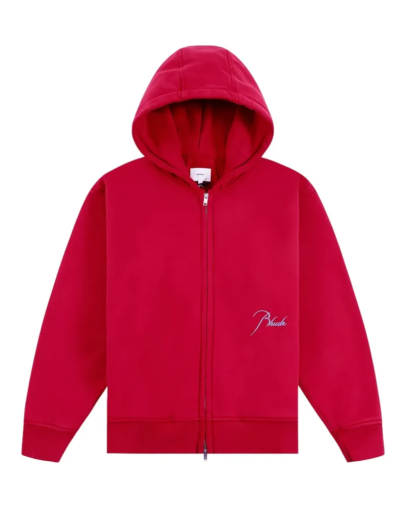 RHUDE Classique 2 logo-embroidered full-zip hoodie - Rot Rot