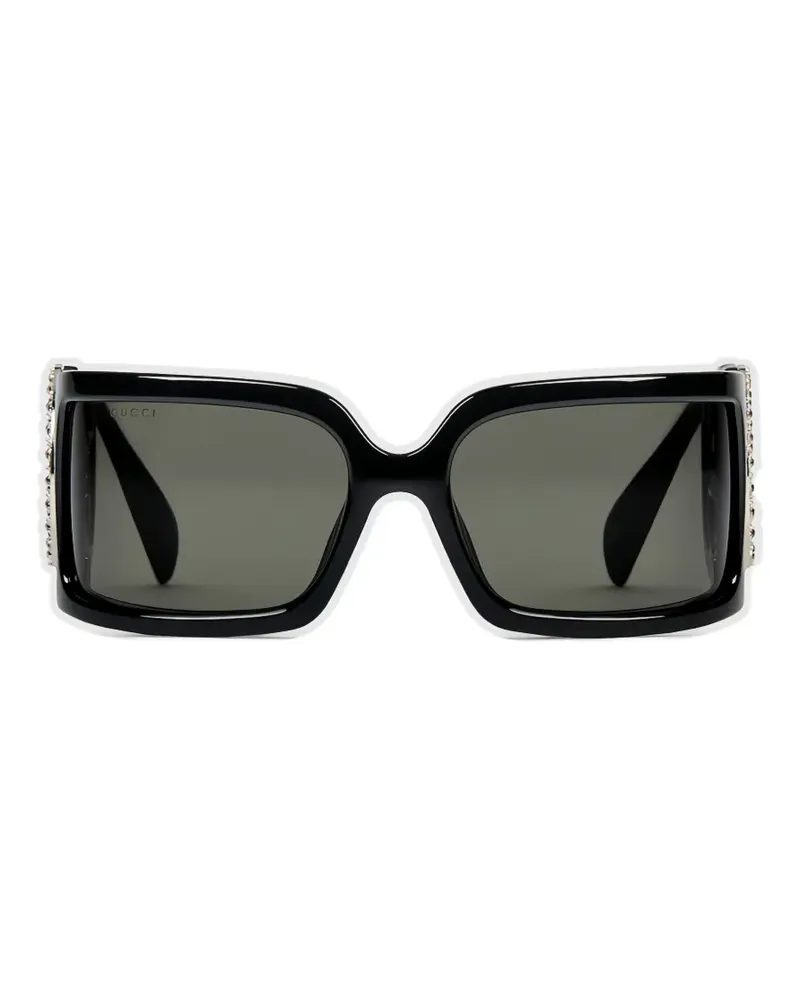 Gucci Interlocking G crystal-embellished rectangle-frame sunglasses - Schwarz Schwarz