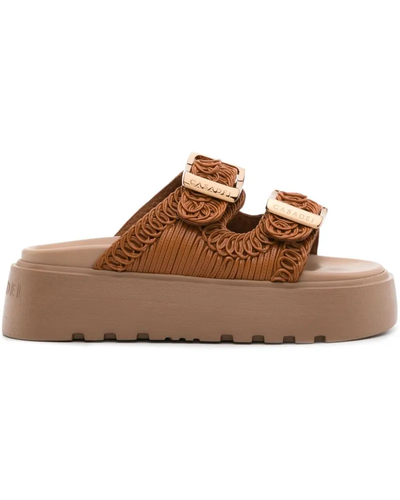 Casadei Birky Ale Flatform-Pantoletten 40mm - Braun Braun