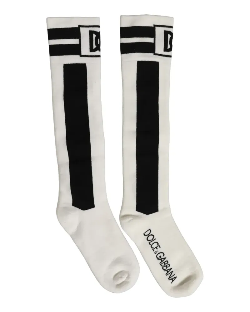 Dolce & Gabbana DG logo-intarsia knee-high socks - Weiß Weiß