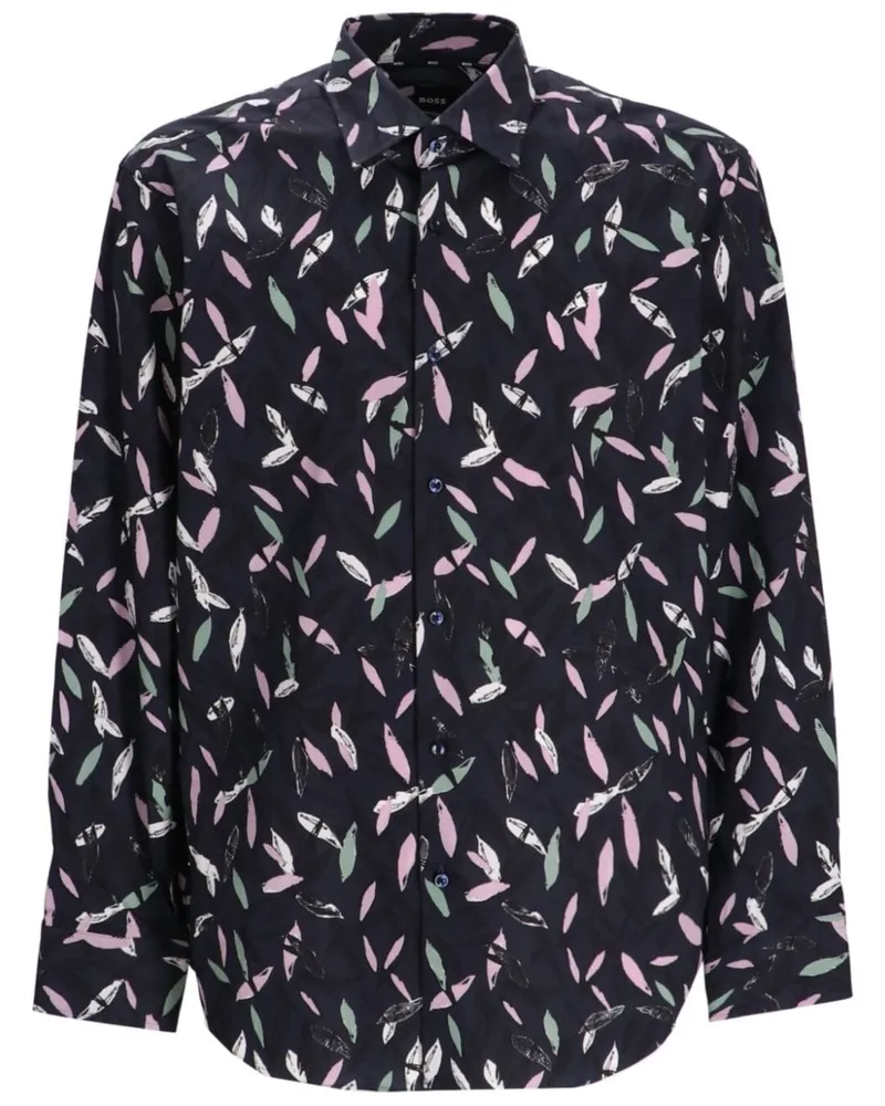 HUGO BOSS Hemd mit abstraktem Print - Schwarz Schwarz