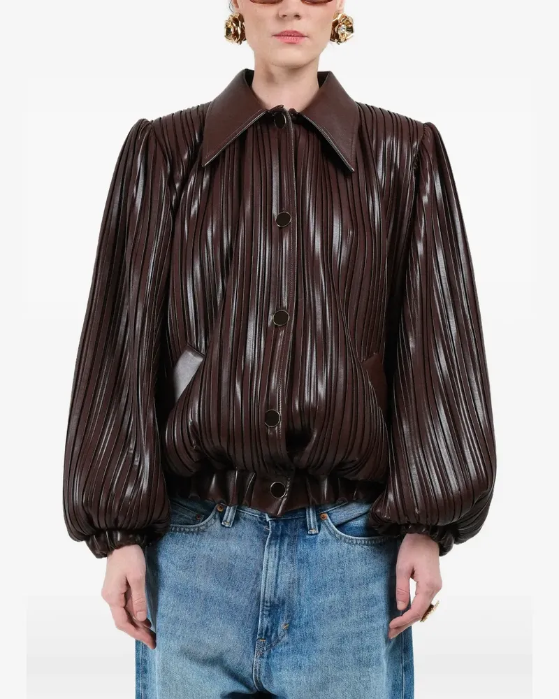 Rowen Rose pleated short bomber jacket - Braun Braun