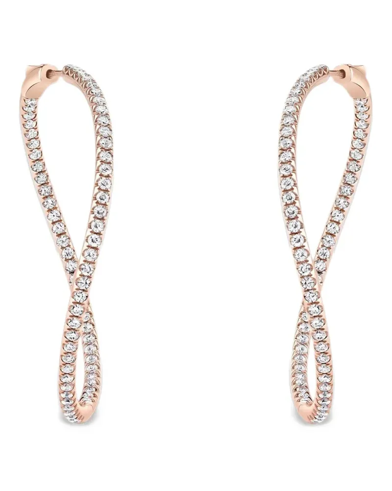 ANITA KO Verdrehte Creolen mit Diamanten - Rosa Rosa