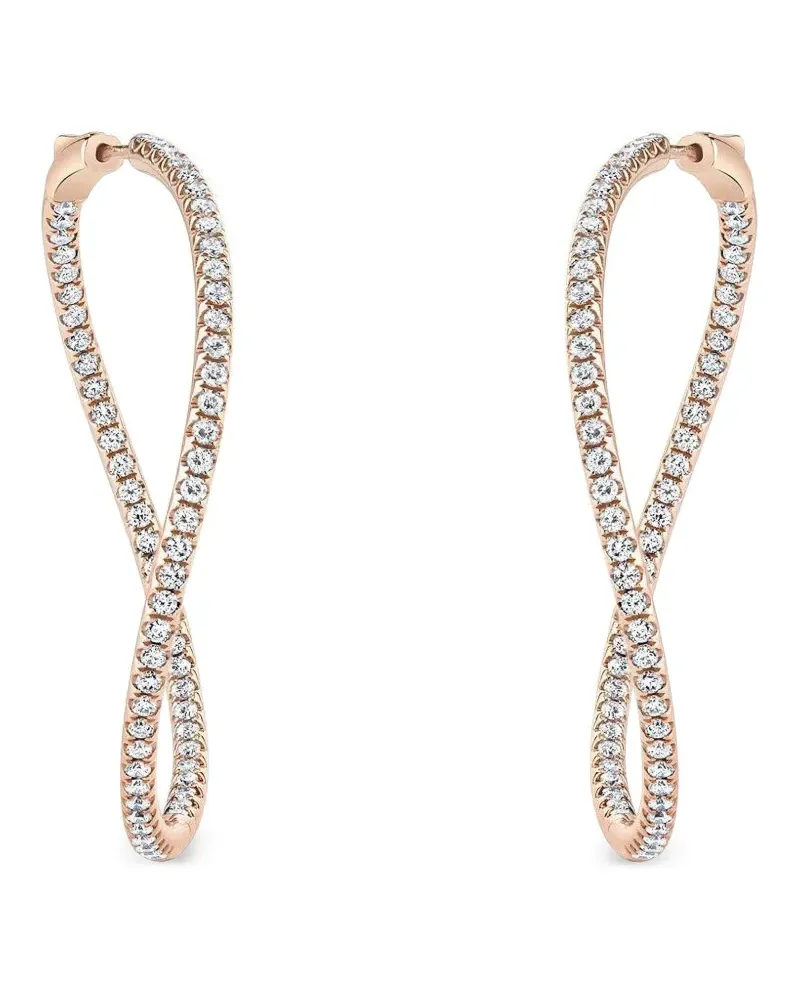 ANITA KO Verdrehte Creolen mit Diamanten - Rosa Rosa