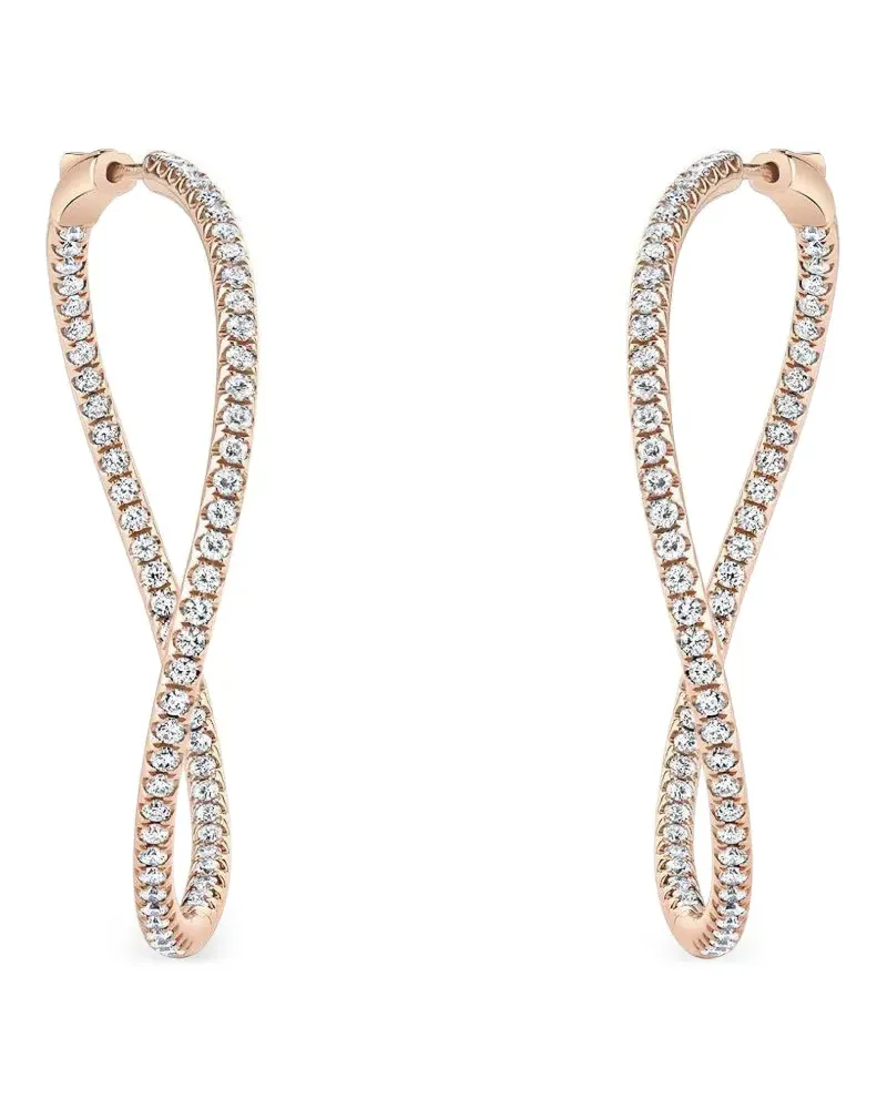ANITA KO Verdrehte Creolen mit Diamanten - Rosa Rosa