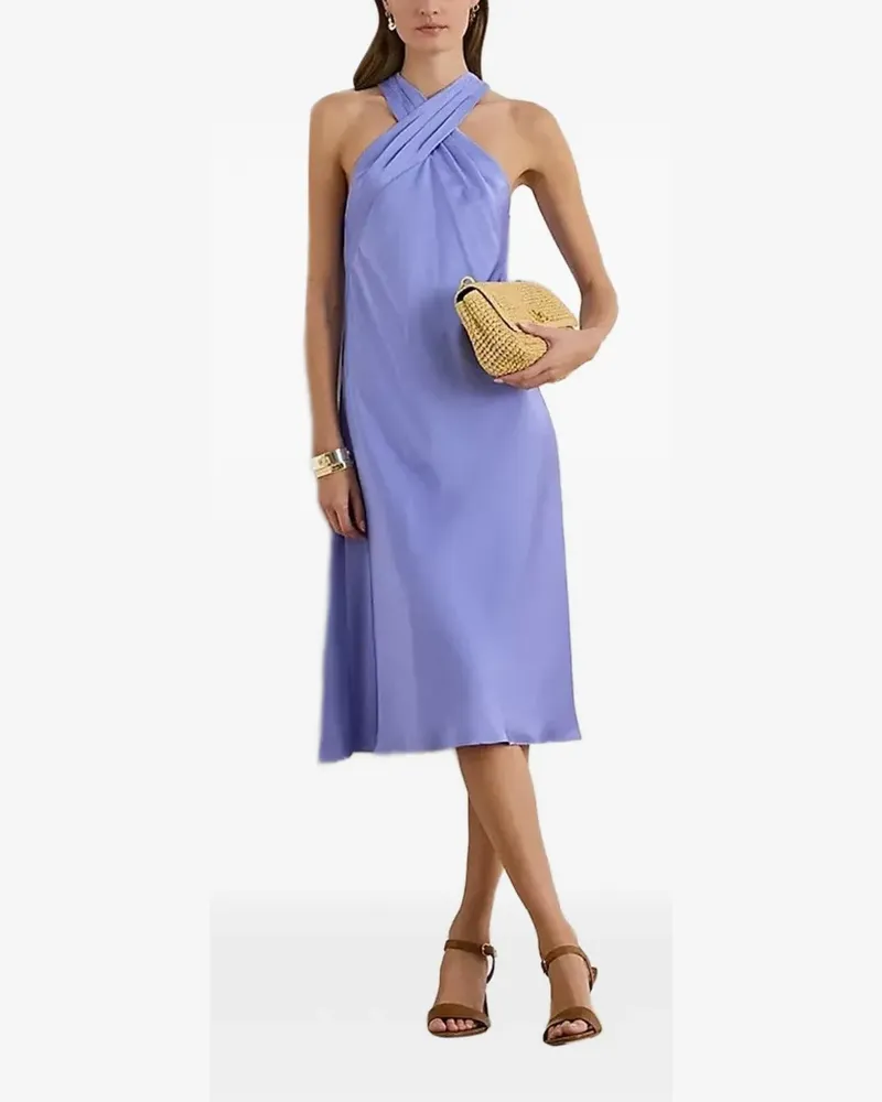 Ralph Lauren crossed halter midi dress - Blau Blau