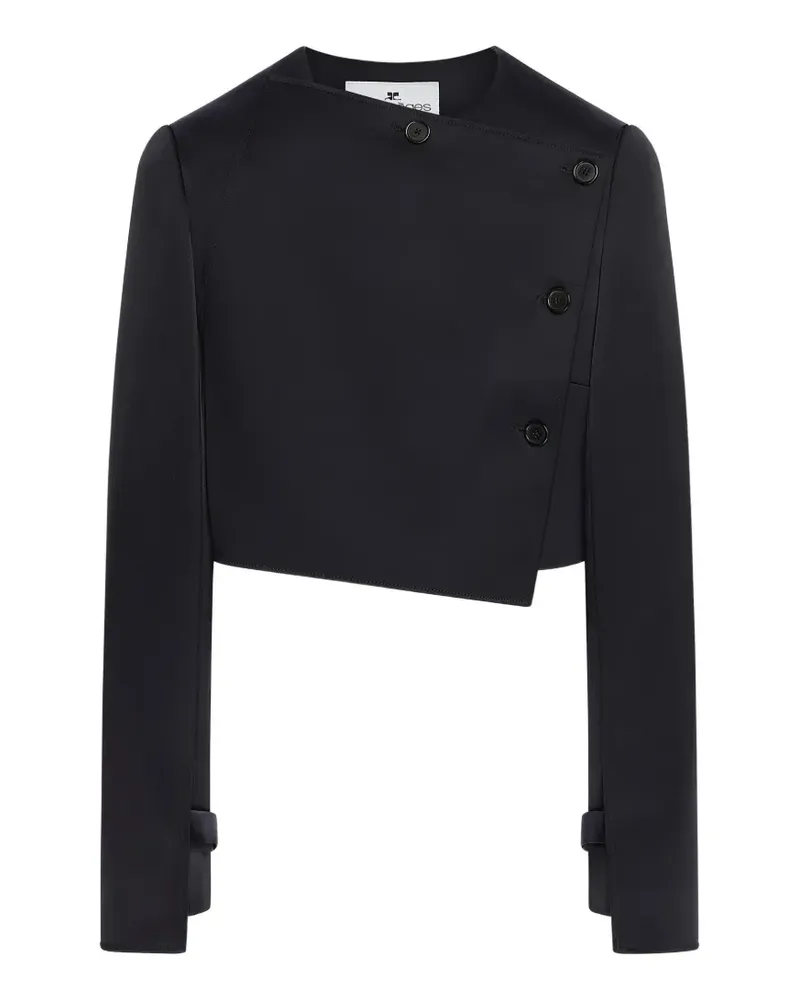 Courrèges Klassische Oblique Jacke aus Satin - Schwarz Schwarz